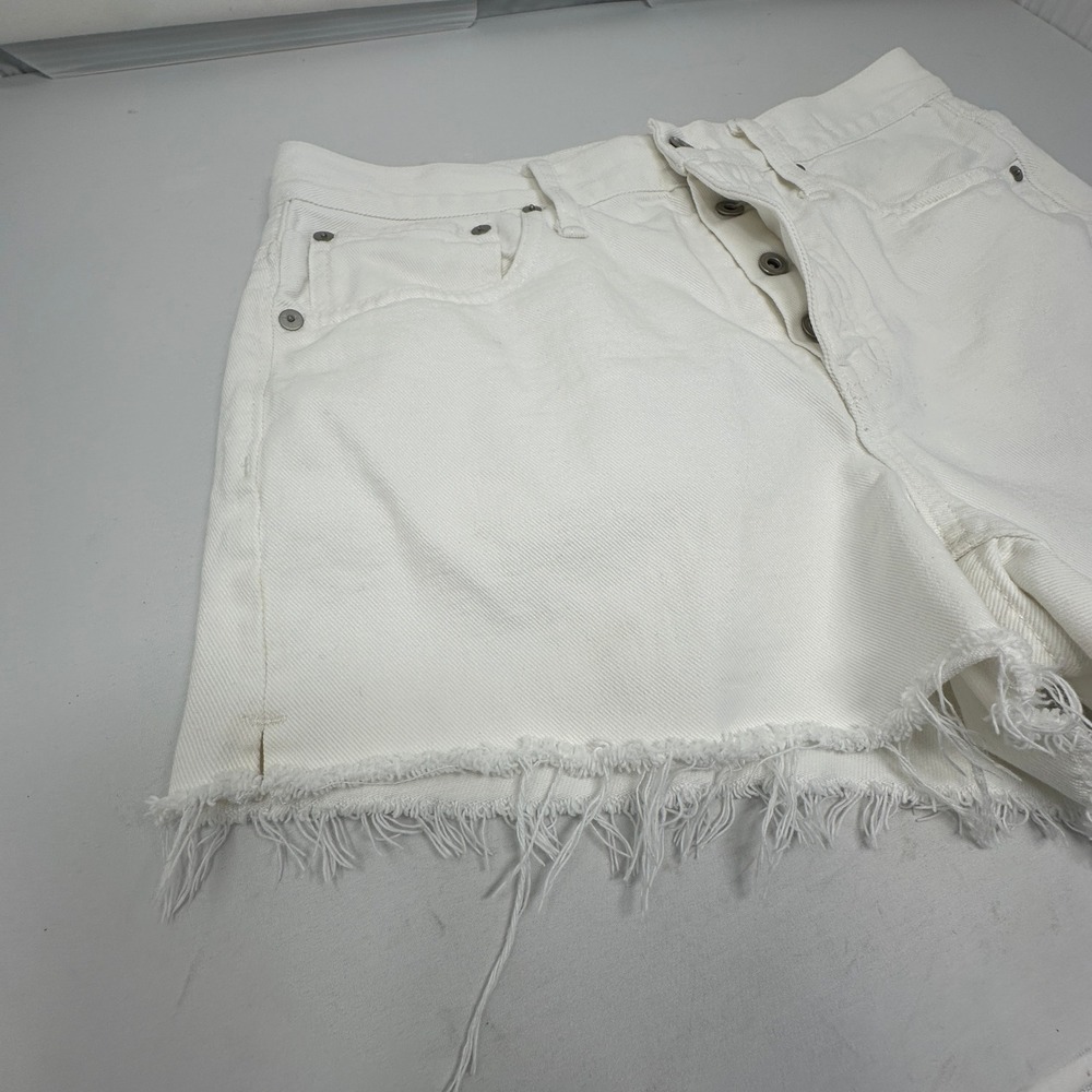 Madewell Relaxed Denim Shorts White Frayed Hem Button Fly Womens‎ Size 26 - Picture 8 of 12
